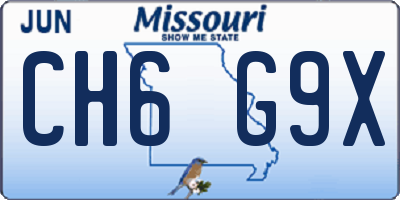 MO license plate CH6G9X