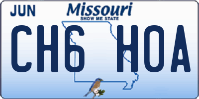 MO license plate CH6H0A