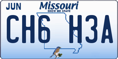 MO license plate CH6H3A