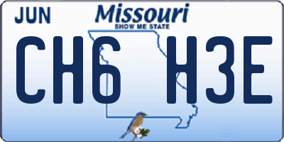 MO license plate CH6H3E