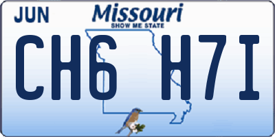 MO license plate CH6H7I