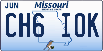 MO license plate CH6I0K
