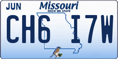 MO license plate CH6I7W