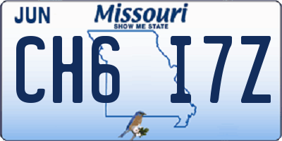 MO license plate CH6I7Z