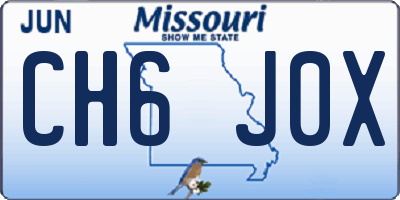 MO license plate CH6J0X