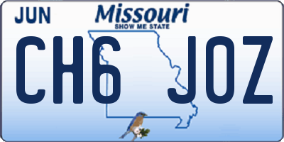 MO license plate CH6J0Z