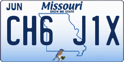 MO license plate CH6J1X