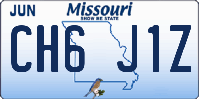 MO license plate CH6J1Z
