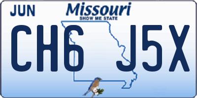 MO license plate CH6J5X