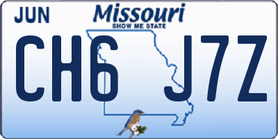 MO license plate CH6J7Z