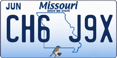 MO license plate CH6J9X