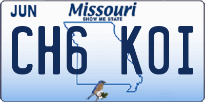 MO license plate CH6K0I