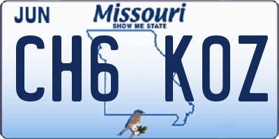 MO license plate CH6K0Z