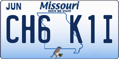 MO license plate CH6K1I