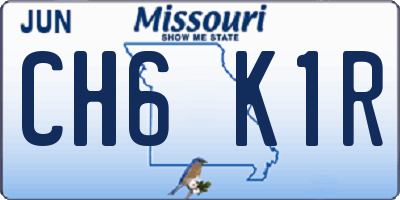MO license plate CH6K1R
