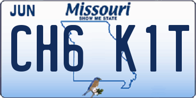 MO license plate CH6K1T