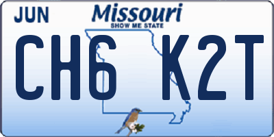 MO license plate CH6K2T