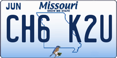 MO license plate CH6K2U