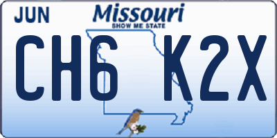 MO license plate CH6K2X