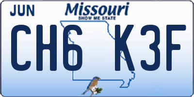 MO license plate CH6K3F
