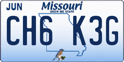 MO license plate CH6K3G