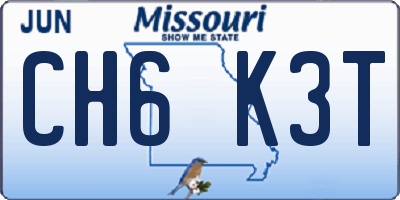 MO license plate CH6K3T