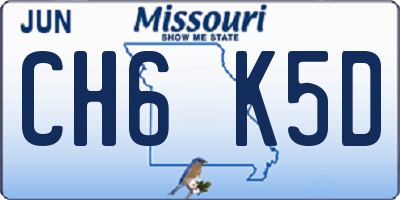 MO license plate CH6K5D