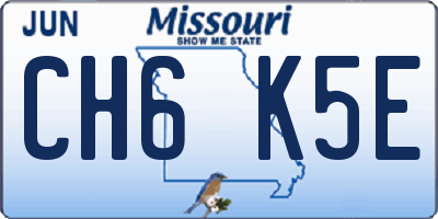 MO license plate CH6K5E