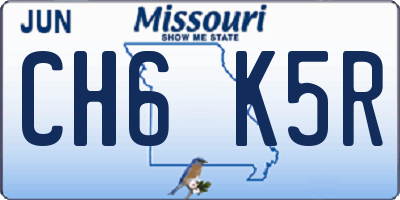 MO license plate CH6K5R