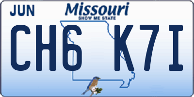 MO license plate CH6K7I