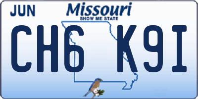 MO license plate CH6K9I