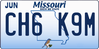 MO license plate CH6K9M
