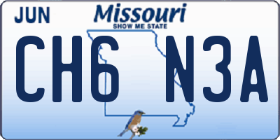 MO license plate CH6N3A