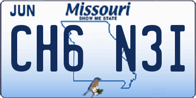 MO license plate CH6N3I