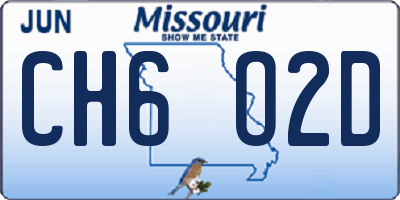 MO license plate CH6O2D