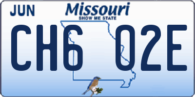MO license plate CH6O2E