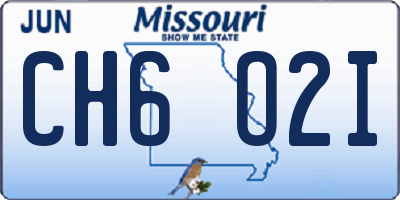 MO license plate CH6O2I