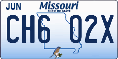 MO license plate CH6O2X