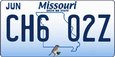 MO license plate CH6O2Z