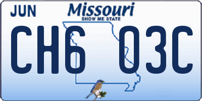MO license plate CH6O3C