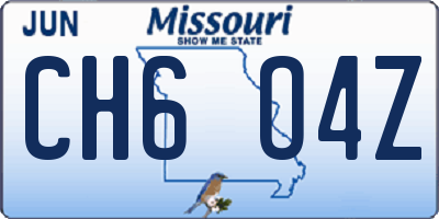 MO license plate CH6O4Z