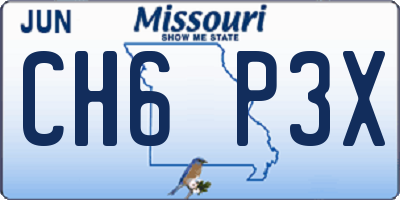 MO license plate CH6P3X