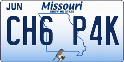 MO license plate CH6P4K