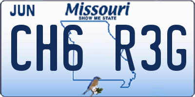 MO license plate CH6R3G