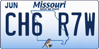 MO license plate CH6R7W