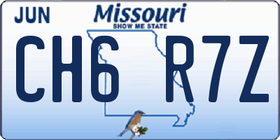 MO license plate CH6R7Z