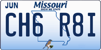 MO license plate CH6R8I