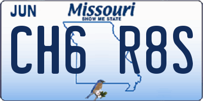 MO license plate CH6R8S