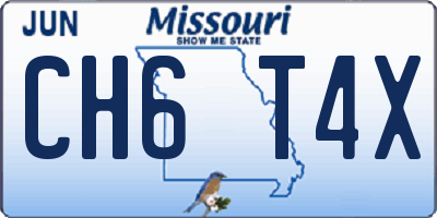 MO license plate CH6T4X