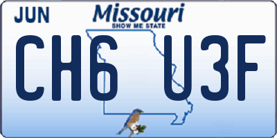 MO license plate CH6U3F